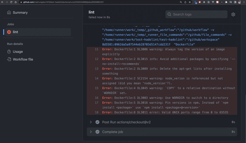 Lint Dockerfile với Hadolint 4