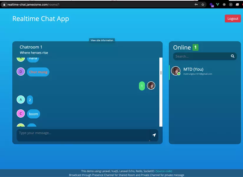 Deploy ứng dụng Docker Laravel Realtime Chat 1