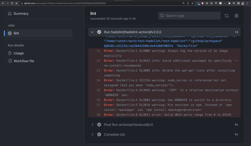 Lint Dockerfile với Hadolint 5