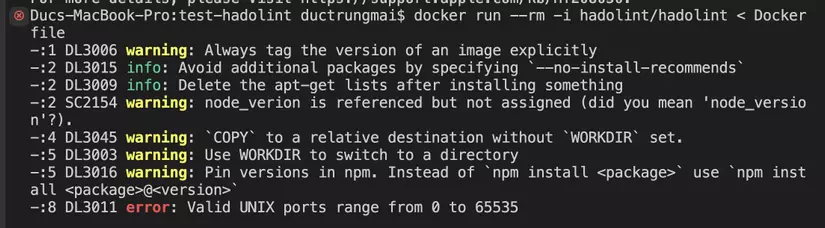 Lint Dockerfile với Hadolint 1