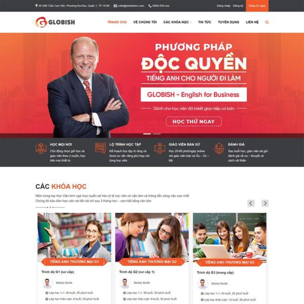 Theme WordPress trung tâm học tiếng anh