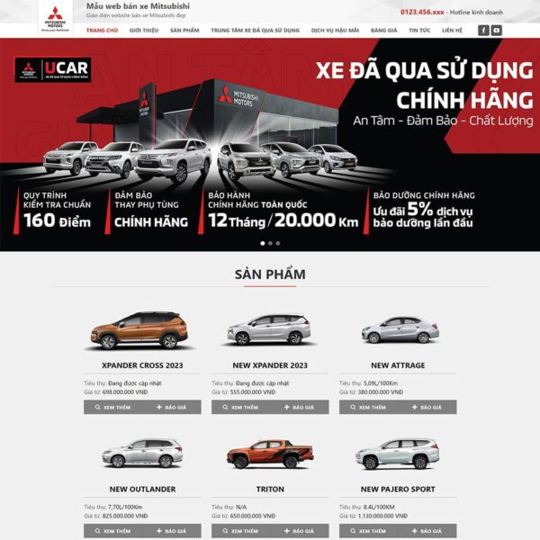 Theme WordPress bán ô tô Misubishi