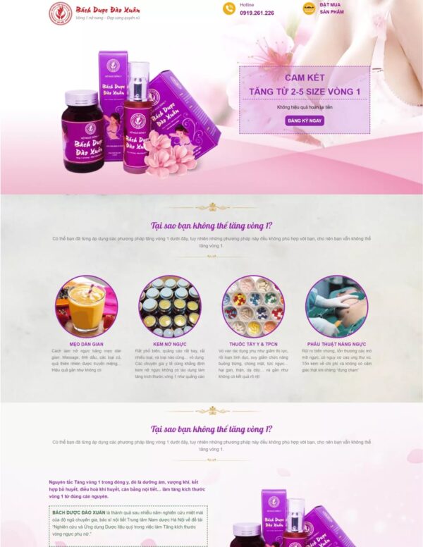 Thiết kế landing page đẹp về kem nở ngực