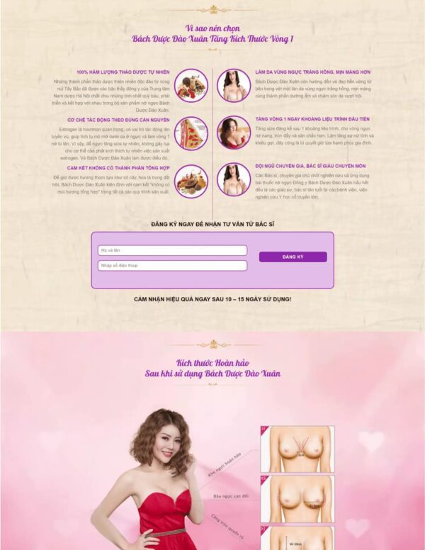 Thiết kế landing page đẹp về kem nở ngực (HIBU17894) 6