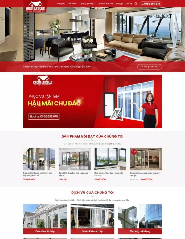 Thiết kế website bán cửa nhôm (KISO17775)