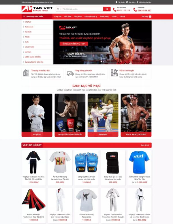 Thiết kế website bán đồ võ