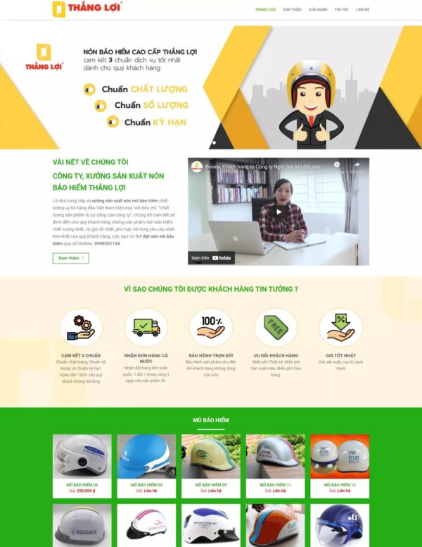 Thiết kế website bán mũ bảo hiểm
