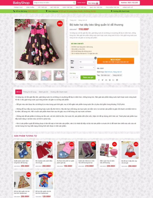 Thiết kế website bán quần áo trẻ em (HIBU17921) 6