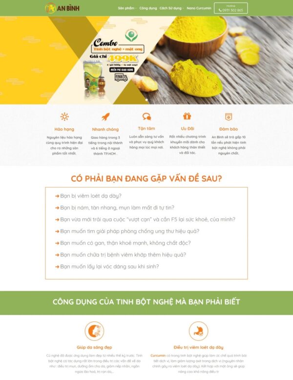 Thiết kế website bán tinh bột nghệ