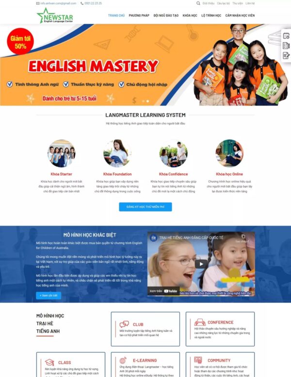 Thiết kế website trung tâm tiếng anh