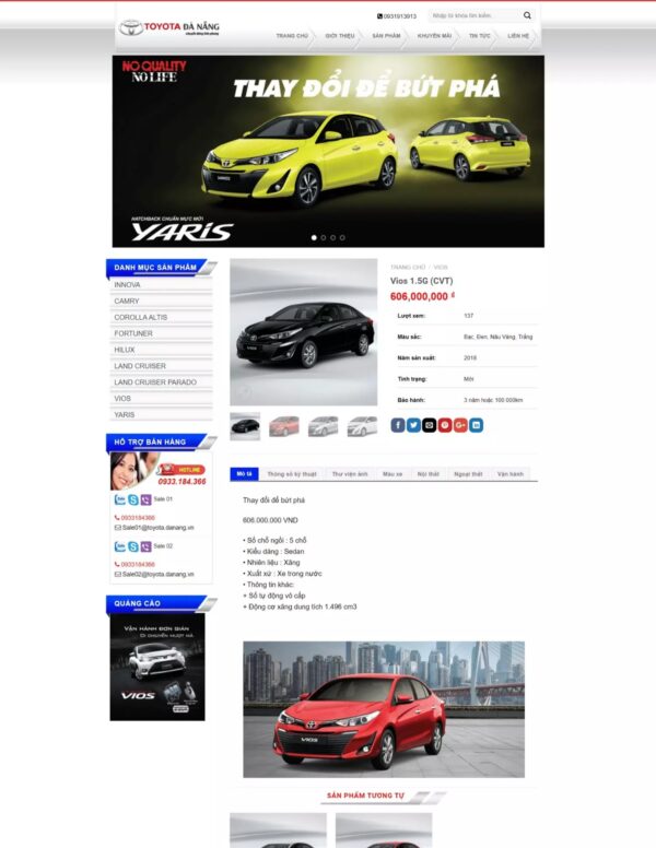 Alternative view of Thiết kế website đại lý xe Toyota (HIBU17812)