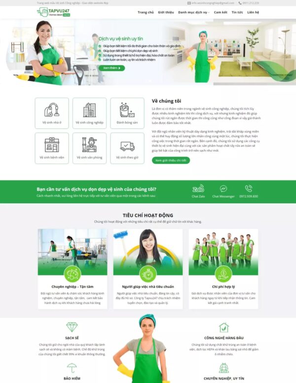 Thiết kế website dịch vụ vệ sinh công nghiệp