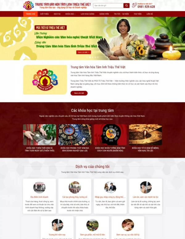 Thiết kế website khoá học phong thuỷ