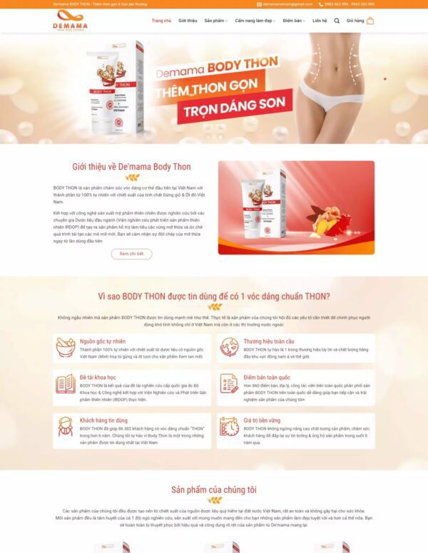 Thiết kế website bán kem tan mỡ bụng