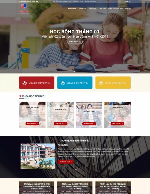 Thiết kế website trung tâm tiếng anh (KISO17816)