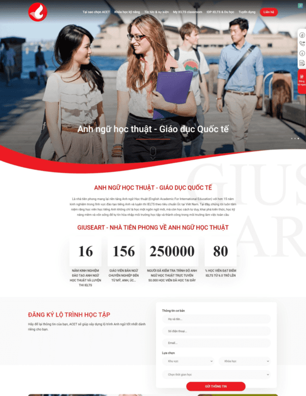 Thiết kế website trung tâm Anh Ngữ