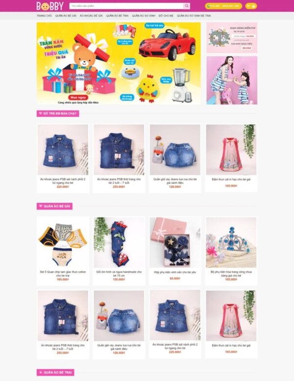 Thiết kế website thời trang trẻ em