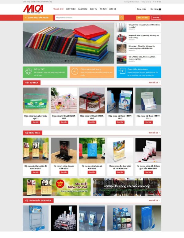 thiết kế website bán sản phẩm Mica