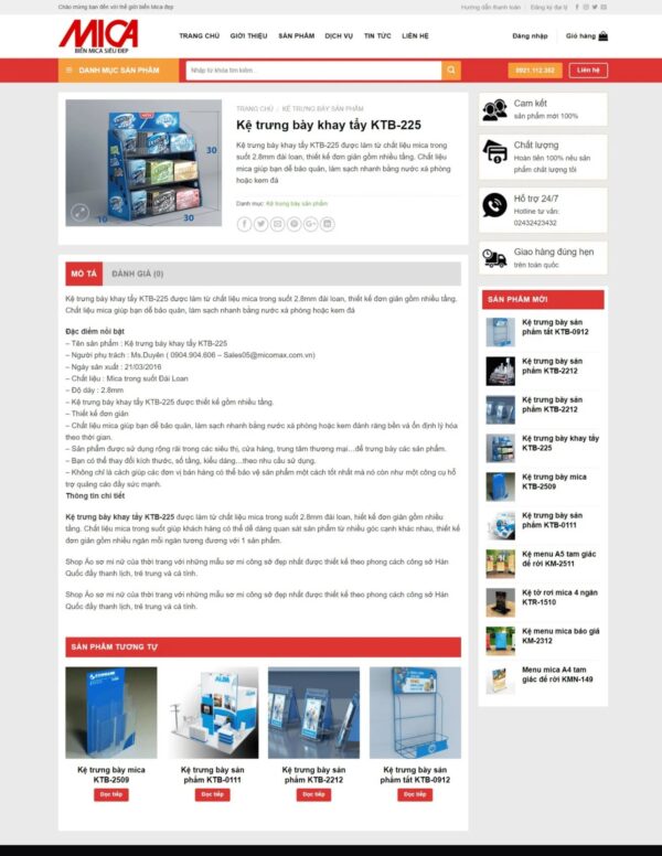 Thiết kế website bán sản phẩm Mica (HIBU18046) 6