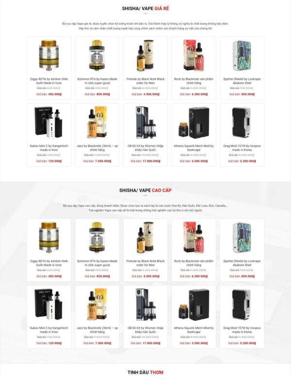 Alternative view of Thiết kế website bán thuốc lá điện tử Vape (HIBU18254)