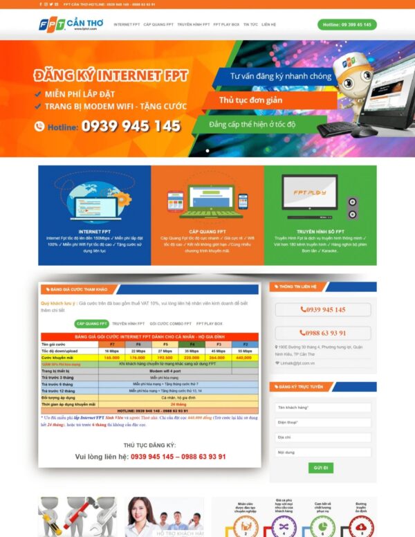 Thiết kế website lắp đặt mạng Internet