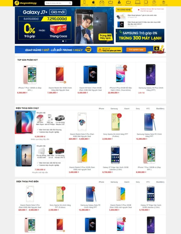 thiết kế website giống thế giới di động